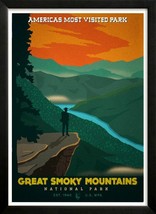 Smoky Mountains National Park Retro poster Custom Framed A+ Quality - £38.36 GBP