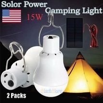 2 Pack 15W Portable Solar Powered Led Rechargeable Bulb Light Camping Ya... - £33.16 GBP