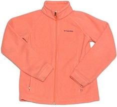 Girls Kids Columbia Zip Up Jacket Coat Sweater Casual Size M 10-12 Peach Orange  - £22.50 GBP