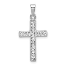 Sterling Silver Rhodium Plated Stellux Crystal Cross Pendant Charm 25mm x 15mm - £20.91 GBP