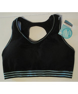 Seamless Padded Sport Bra Black with Turquoise Size L Just Be Intimates - $13.37 CAD