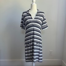Tori Richard Honolulu Jaxon Navy White Striped Short Sleeve Knit Dress Medium - £46.25 GBP