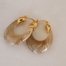 GHIDBK Vintage Oval Chunky Resin Hoop Earrings For Women Statement Elegant Thick - £9.14 GBP