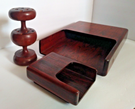 Vintage Handmade Solid Wood Desk Set, Paper, Envelope &amp; Pencil Holder - £25.32 GBP