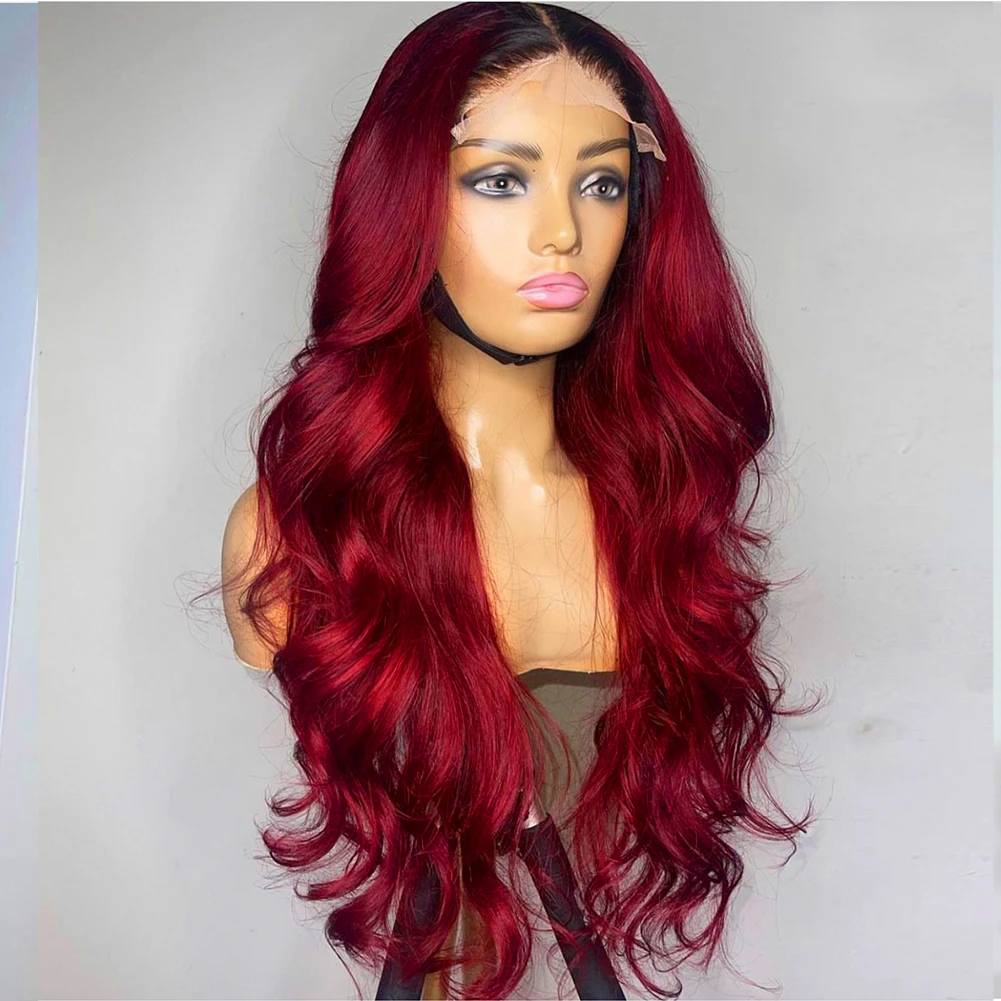AIMEYA 26 Inches 13X4 Lace Wig Long Body Wave Synthetic Lace Front Wig Omb - £29.01 GBP+