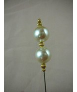 U-1) 14mm white faux pearl + gold brass beaded love hatpin Pin hat pins ... - £8.17 GBP