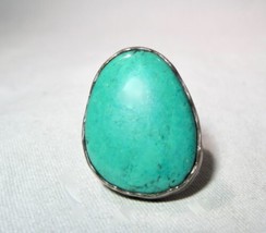 Vintage Sterling Silver India 925 Turquoise Ring Size 9 1/4 K1332 - £42.72 GBP