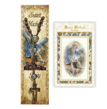 St. Michael Devotional Wood Rosary &amp; Novena to St. Michael Prayer Book Catholic - £11.98 GBP