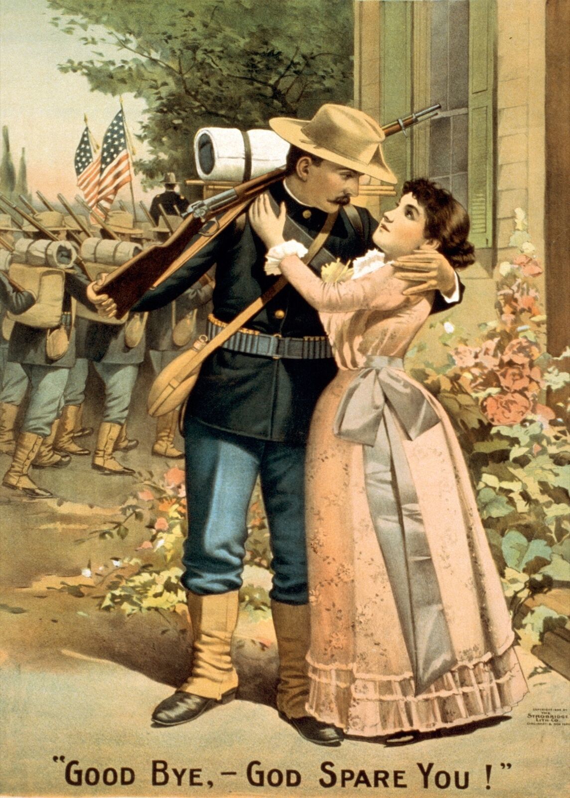 4107.Western couple hugging.Good-bye, God Spare you.POSTER.Home School ...