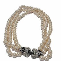 Richelieu Signed Multi Strand Faux Pearl Bead Necklace Vtg - £30.92 GBP