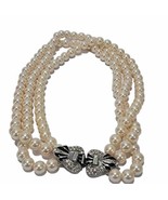 Richelieu Signed Multi Strand Faux Pearl Bead Necklace Vtg - $39.55