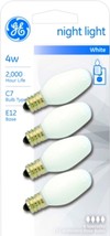 GE 4 watt Night Light 4 BULBs White 84594 e12 candelabra base C7 91855 4w 4 PACK - £15.82 GBP