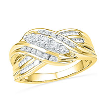 10k Yellow Gold Womens Round Diamond 5-Stone Crossover Band Ring 1/2 Cttw - £738.57 GBP