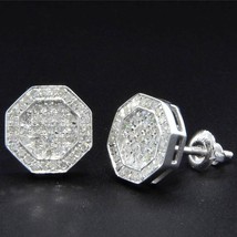 0.76 Ctw Lab Created D/FL Moissanite 14K White Gold Over Octagon Stud Earrings - £42.65 GBP