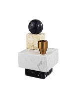 Modern Marble &amp; Gold Geometric Candle Holder, Luxury Artistic Sculpture ... - $181.03 CAD