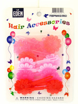EDEN GIRLS SELF HINGE FLORAL HAIR BARRETTES - PINK &amp; RED - 18 PCS. (58145) - $7.99