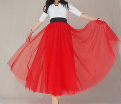 RED Long Tulle Skirt with Pockets Women Custom Plus Size Ball Gown Skirt image 13