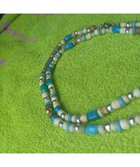 NWT Tan, turquoise color, silver tone necklace mbarnes productions - $13.50