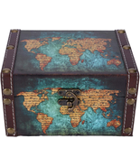 Tnfeeon Vintage Wooden Storage Box, European Style Wood Storage Box with... - £21.28 GBP