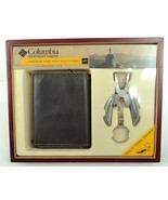 Columbia Trifold Brown Leather Wallet &amp; Multi-Tool Keychain - New - £18.92 GBP