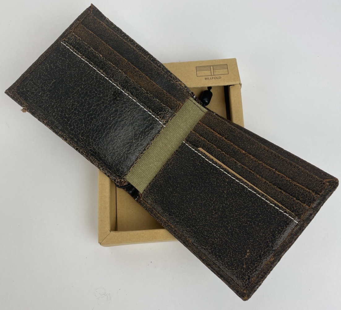 Bill Adler 1981 Brown Men's Bifold Leather Wallet Slim Billfold Wallet Handmade Item image 2