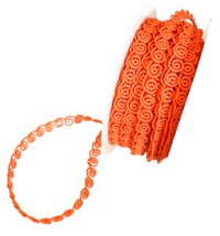 German Ribbon Trim Orange Stiff Curly-Cue Scrolls 21 yds x 3/8&quot; Wide Hal... - $29.02