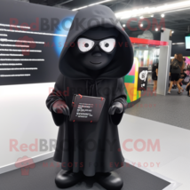 Black Pendant mascot costume character dressed with a Hoodie and Reading glasses - $1,219.00