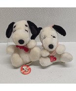 Vintage 1968 Plush Snoopy &amp; Sister Belle 6&quot; Set With Hang Tags - $64.25