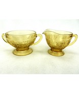 Amber Depression Glass Creamer &amp; Sugar Set, Federal Glass, Sharon Patter... - $451.13 MXN