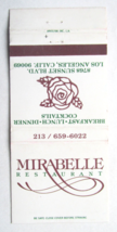 Mirabelle Restaurant - Los Angeles, California 30 Strike Matchbook Cover CA - £1.39 GBP