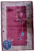 Handmade antique Art Deco Chinese rug 3.1&#39; x 4.11&#39; (94cm x 153cm) 1920s - £1,777.45 GBP