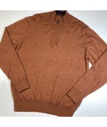 Tom James 100% Merino Wool Sweater Mens XLarge Orange 1/4 Zip Long Sleev... - £21.61 GBP