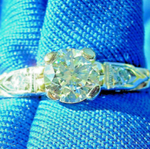Earth mined Diamond Art Deco Engagement Ring Vintage Solitaire 14k Gold ... - £3,095.58 GBP