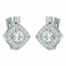 0.90 Ct Round Diamond Drop Hoop Earrings 14k White Gold GP Fine Womens Jewelry - £80.17 GBP