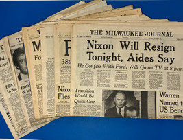 Lot of 7 Milwaukee Journal Newspapers &#39;69 Apollo 11 &#39;74 Nixon resigns &#39;8... - $31.50