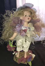 GEPPEDDO Porcelain￼ Fairy Girl Doll, Curly Blonde Hair W/ Blue Eyes, 12” H - $14.01