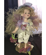 GEPPEDDO Porcelain￼ Fairy Girl Doll, Curly Blonde Hair W/ Blue Eyes, 12” H - £10.95 GBP