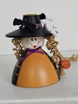Wooden Good Witch Taper Candle Holder Halloween - £10.38 GBP