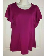 H by Halston Cap Flutter Sleeve Raspberry Purple Tunic Top Blouse Size XS - $14.24