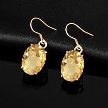 Gold Plated 925 Sterling Silver Earrings Woman Dangle Drop Earrings Gemstone Cit - $49.27