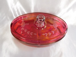 Pink Glass Divided Vanity Dish # 23519 - £19.40 GBP