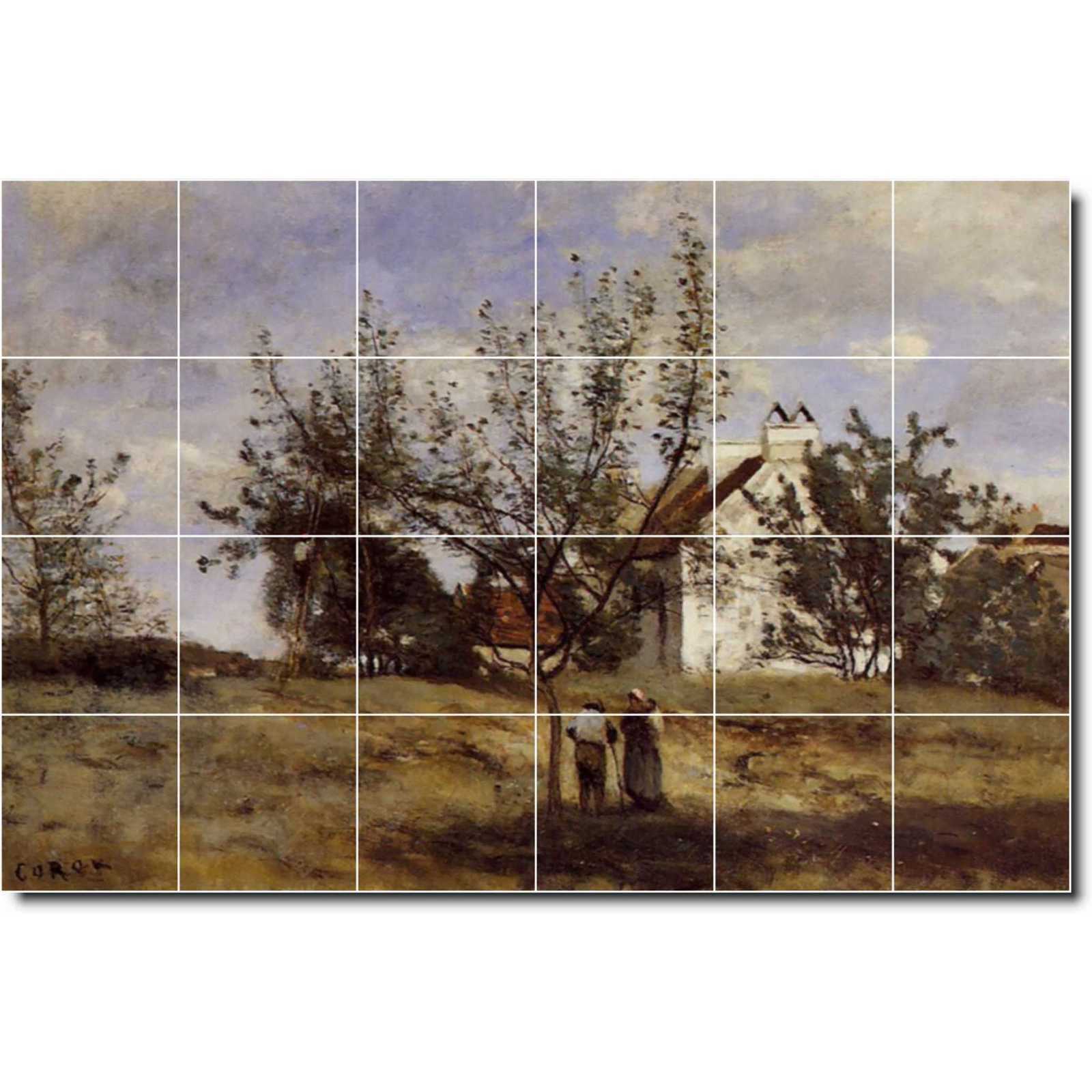 Corot jean an orchard at harvest time