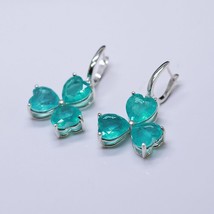 Created Paraiba tourmaline gemstone sweet earring real 925 Sterling Silver for W - £58.10 GBP