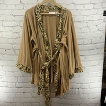 Intimate Promise Robe Womens Sz M Cheetah Print Beige Vintage  - £14.21 GBP