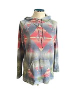 Chaps Multicolor Aztec Southwestern Thermal Waffle Knit Pullover Hoodie ... - £29.07 GBP