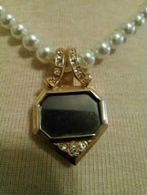 Vintage Necklace Clip On Golden Enhancer Gunmetal Grey In Pretty Setting - £19.12 GBP