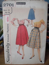 Skirt Pattern w 26&quot; Hip 36&quot; Vintage 1966 UNCUT 2701 - £3.91 GBP