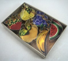 Via Ingredient One Fruit Shape Metal Cookie Cutter Set 6pc Strawberry Melon Pear - £6.93 GBP
