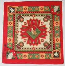 Eagle Wolf Feathers Vtg Indigenous South Western Scarf Bandana By Paris Usa - £31.93 GBP