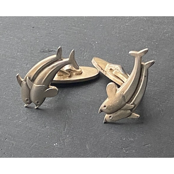 GEORG JENSEN  925 STERLING SILVER DOLPHIN CUFFLINKS SKY Item image 9